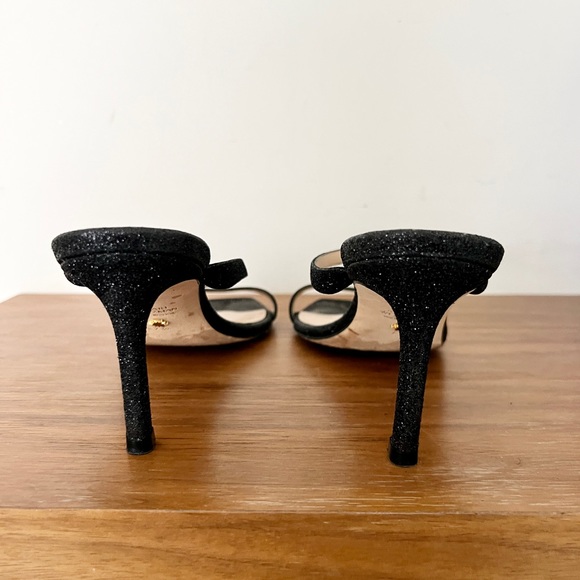 Stuart Weitzman Aleena 75 mid heel sandal black glitter 7.5 - Picture 7 of 10